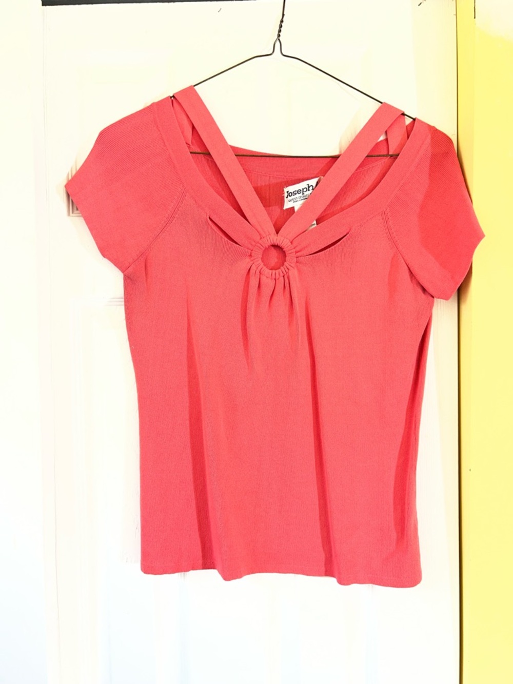Joseph A Coral Ring-Front Short Sleeve Top